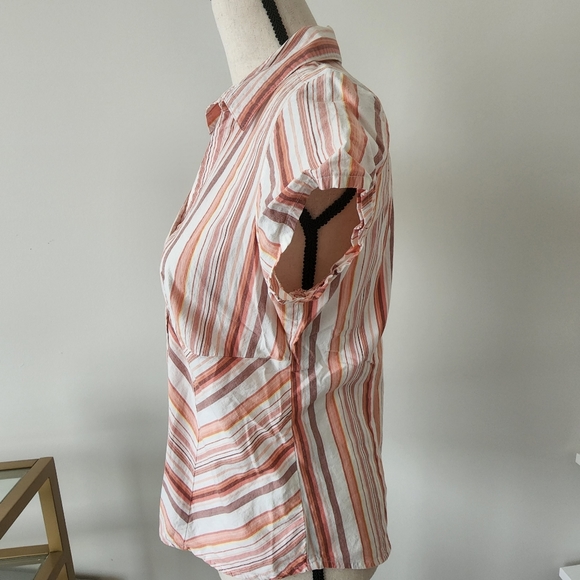 ALC multi color striped short-sleeved shirt | M - Picture 3 of 4